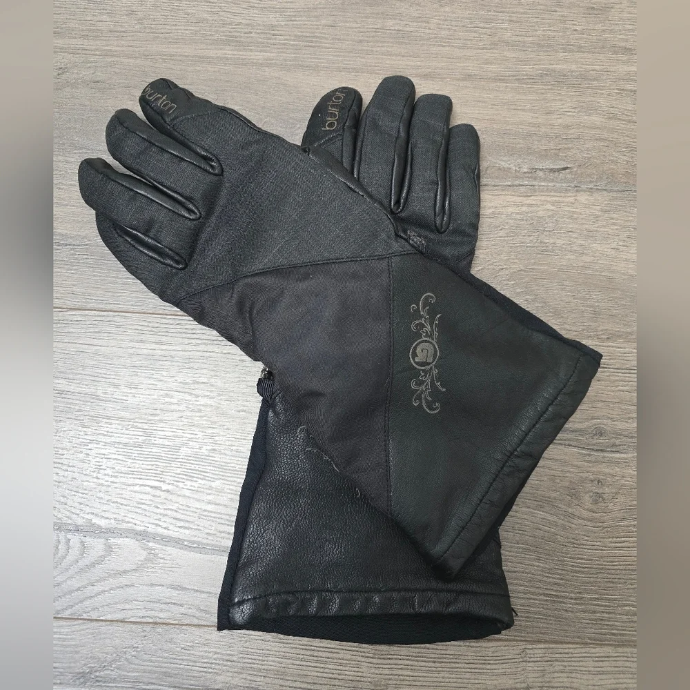 Burton Leather Ski Snow Gloves Black Womens Medium Outdoor Waterproof